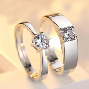 Charm Couple's Ring Set - Silver Plated | 2 Pcs Easy Wear Design