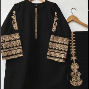 2 Pcs Women’s Stitched Katan Silk Tilla Embroidered Suit